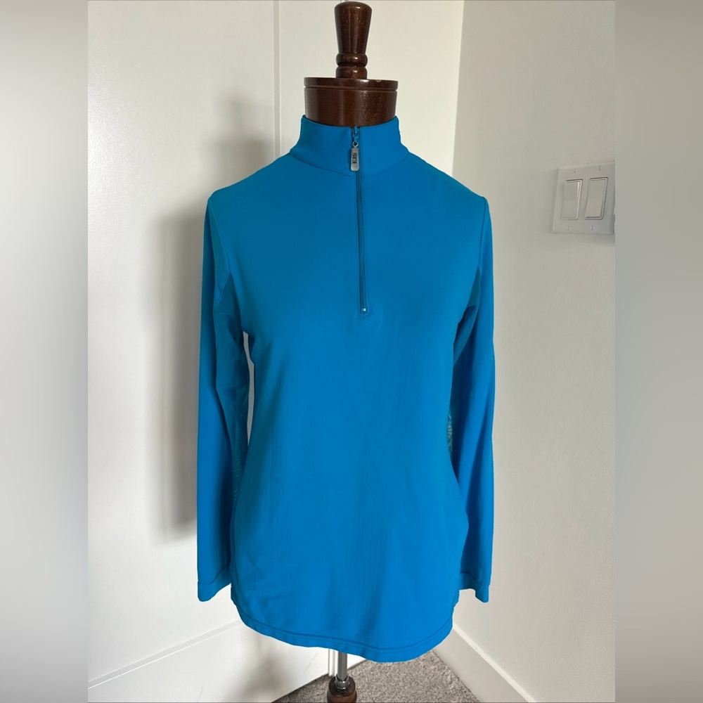 EIS Sun Shirt Womens SZ M 1/4 Zip Pool Blue Cooling Equestrian Riding Top